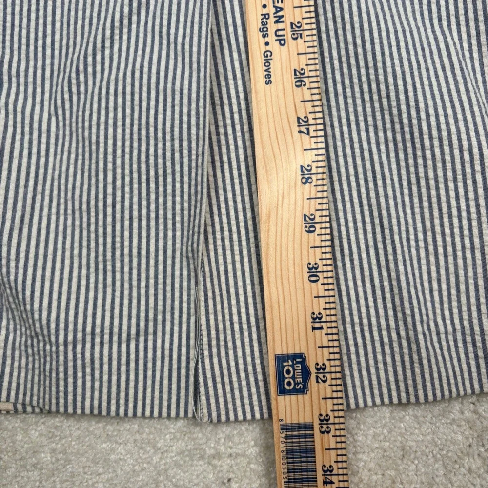 Brooks Brothers Mens 44L Seersucker Blazer Blue White Striped Cotton Sport Coat